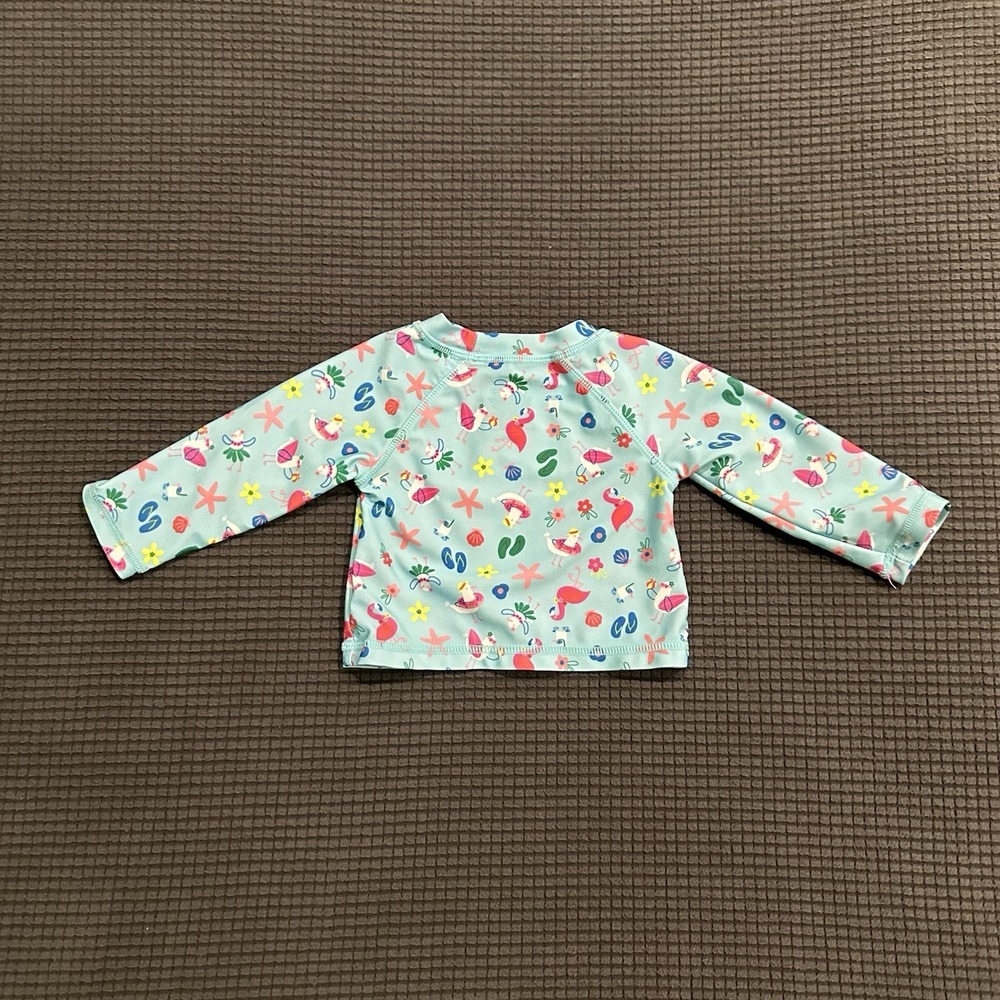 First Impressions Baby Rash Guard Swim Shirt 3-6 Months Flamingo UPF Beach Top - Picture 3 of 4